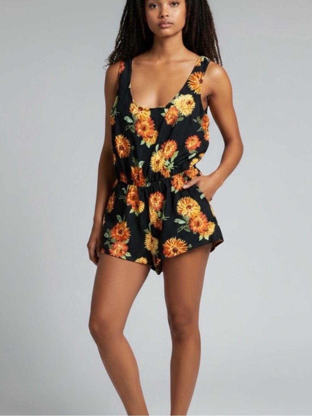 Sunflower romper with pocket